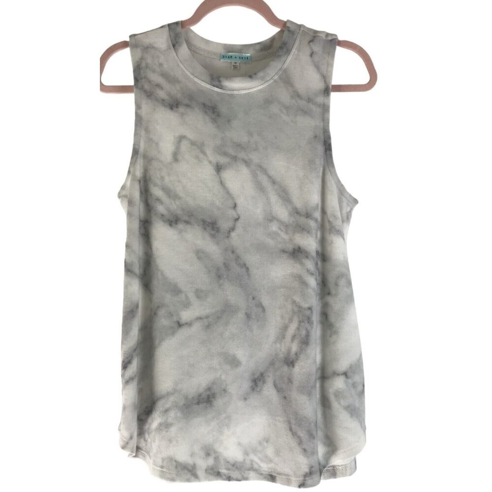 Star & Skye Pajama Shirt Womens Size Medium White Gray‎ Tank